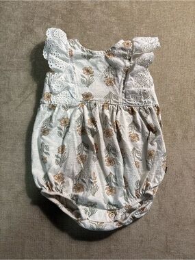 White Floral Eyelet Baby Bubble Romper